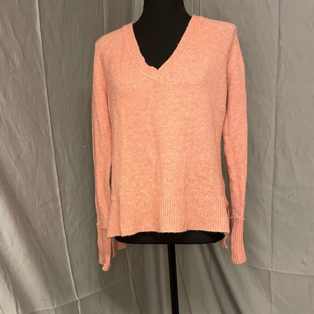 J. Crew Soft Pink V-Neck Merino Wool Alpaca Blend Sweater